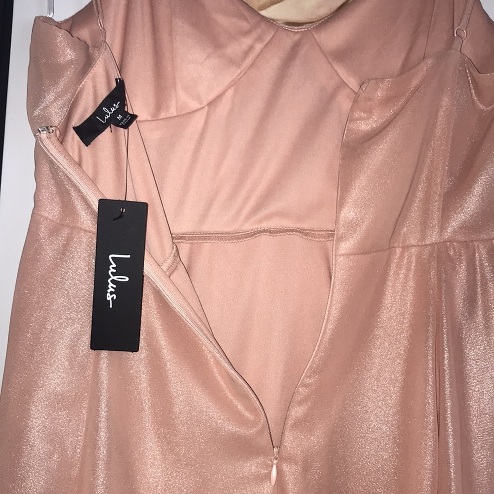 NWT Lulu’s Blush Metallic Bustier Mini Skater Dress / Medium - Picture 13 of 16